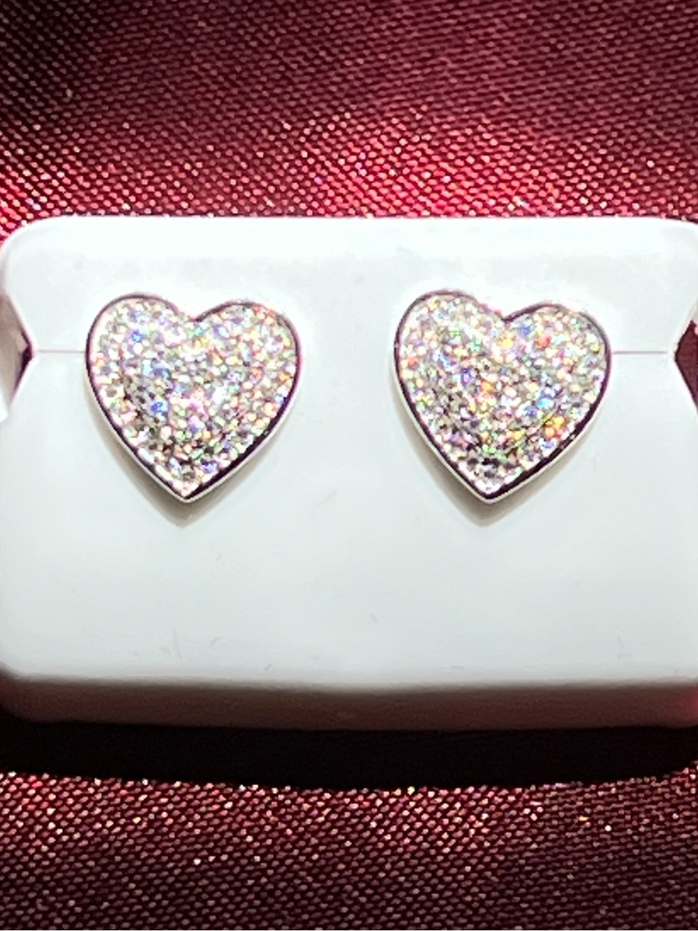 Moisannite 1 CTW Sterling Silver Heart Pave Crystal Stud Earrings MSRP $400